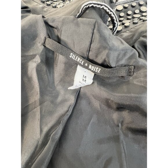 Silence + Noise Studded Faux Leather Biker jacket black sz M - Picture 9 of 9